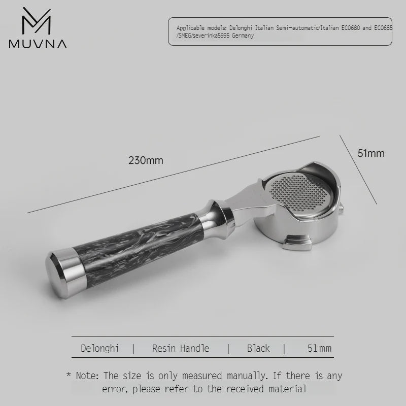 MUVNA Lucifer Portafilter 51mm for Delonghi Dedica - Black | حامل البورتافلتر