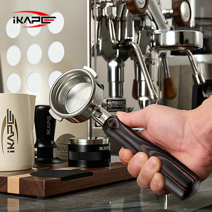 Ikape Naked Portafilter Wooden Handle Black 58mm for E61/La Marzocco بورتافلتر