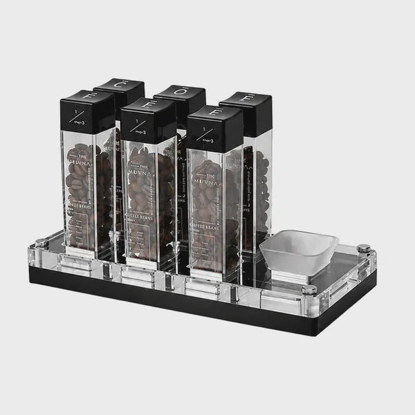 MUVNA Bean Canister 6 Tubes - Acrylic Base | علبة تخزين حبوب القهوة
