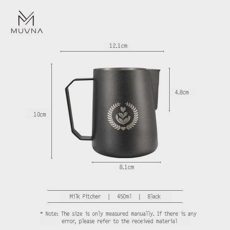 MUVNA Pitcher Teflon Black 450ml | إبريق تبخير الحليب