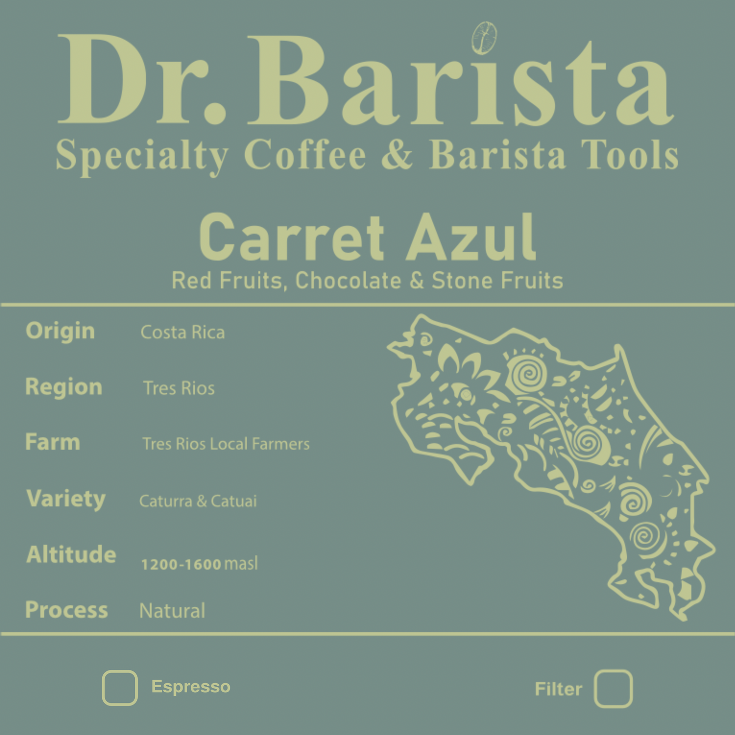 Dr.barista CARRET AZUL Costa Rica - Espresso 250g بن كاروت ازول