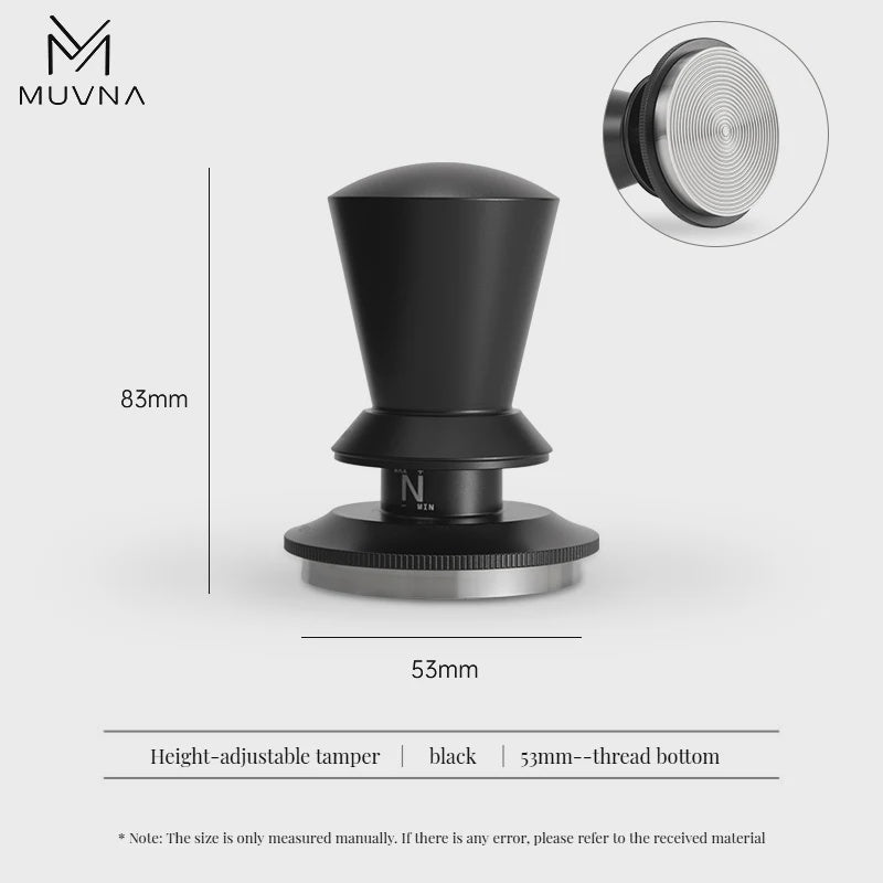 MUVNA Adjustable Tamper Black 53mm | مكبس القهوة (تامبر)