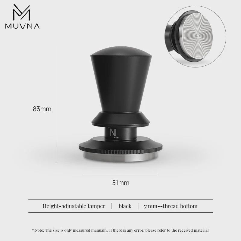 MUVNA Adjustable Tamper Black 51mm | مكبس القهوة (تامبر)