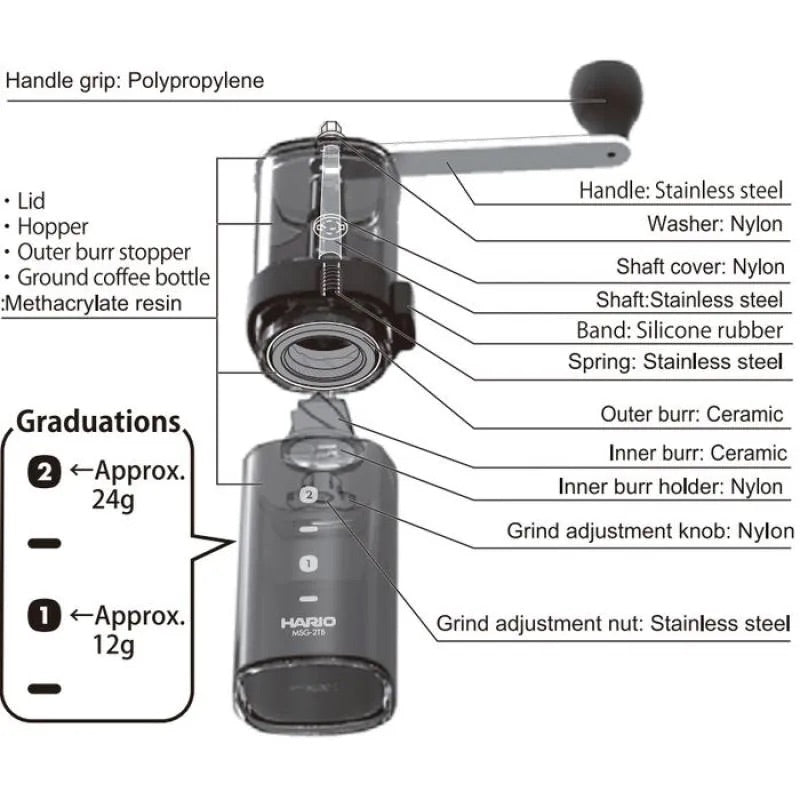 Hario Mill Smart G Grinder Transparent مطحنة يدوية