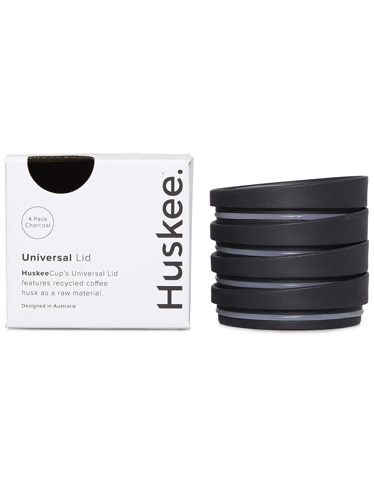 Huskee Universal Lid 4 pcs - Black غطاء كوب