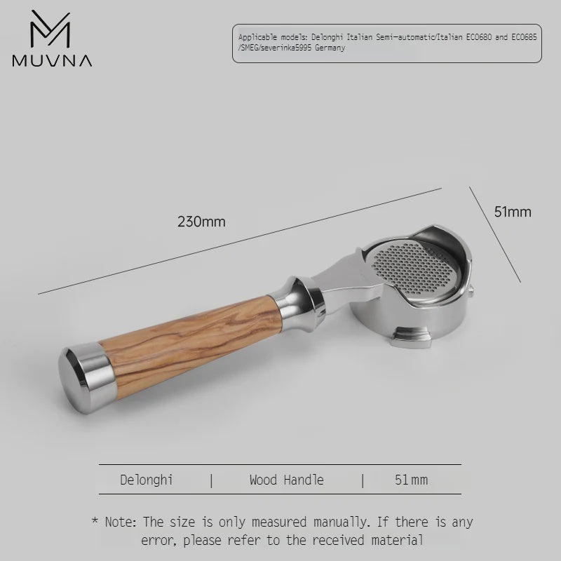 MUVNA Lucifer Portafilter 51mm for Delonghi Dedica - Wood | حامل البورتافلتر