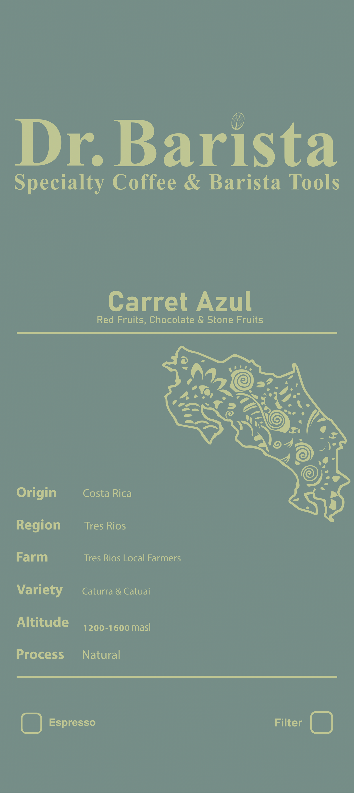 Dr.barista CARRET AZUL Costa Rica - Espresso 1Kg بن كاروت ازول