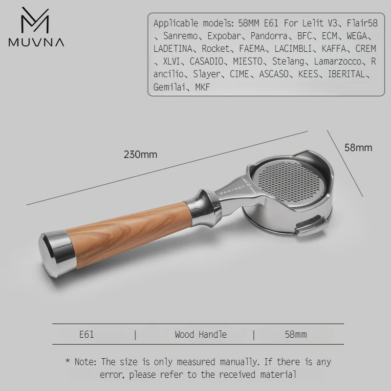 MUVNA Lucifer Portafilter 58mm for E61/La Marzocco - Wood | حامل البورتافلتر