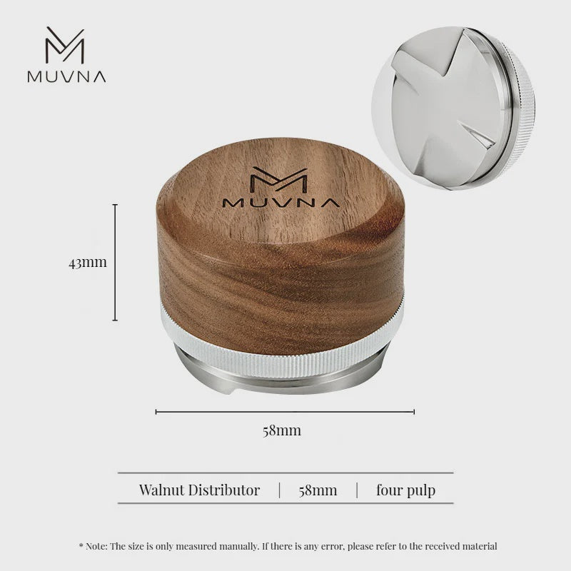 MUVNA Gravity Distributor Walnut 58mm Paddle Shape | موزّع القهوة المطحونة