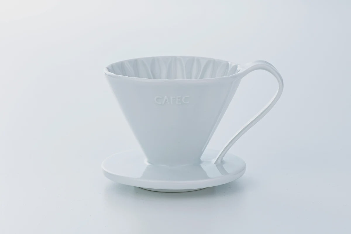 Cafec  Ceramic Flower Dripper 01 Cup White | أداة التقطير