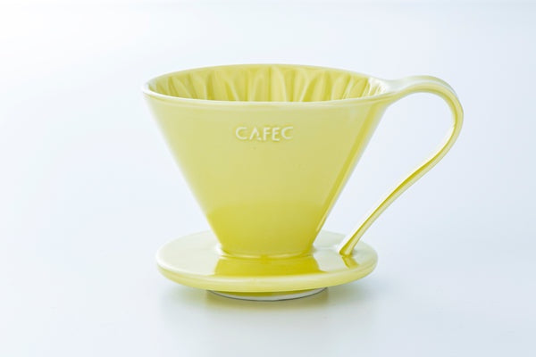Cafec Ceramic Flower Dripper 2-4 Cups Yellow قمع تقطير