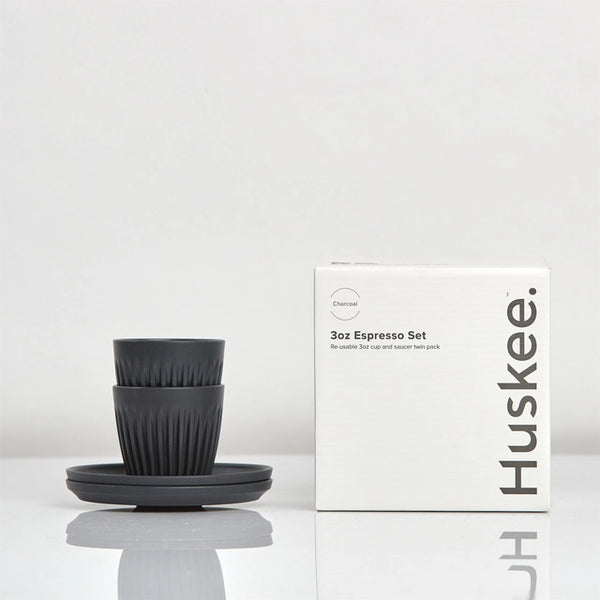 Huskee Cup & Saucer 90ml Set of 2 - Black