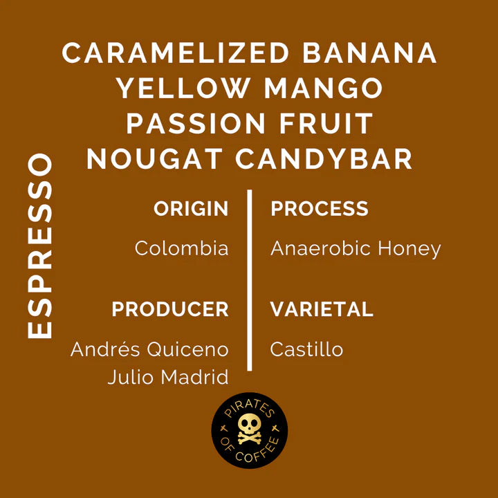 Pirates of Coffee SMOOTHIE - Colombia, Anaerobic Honey - Espresso 250g