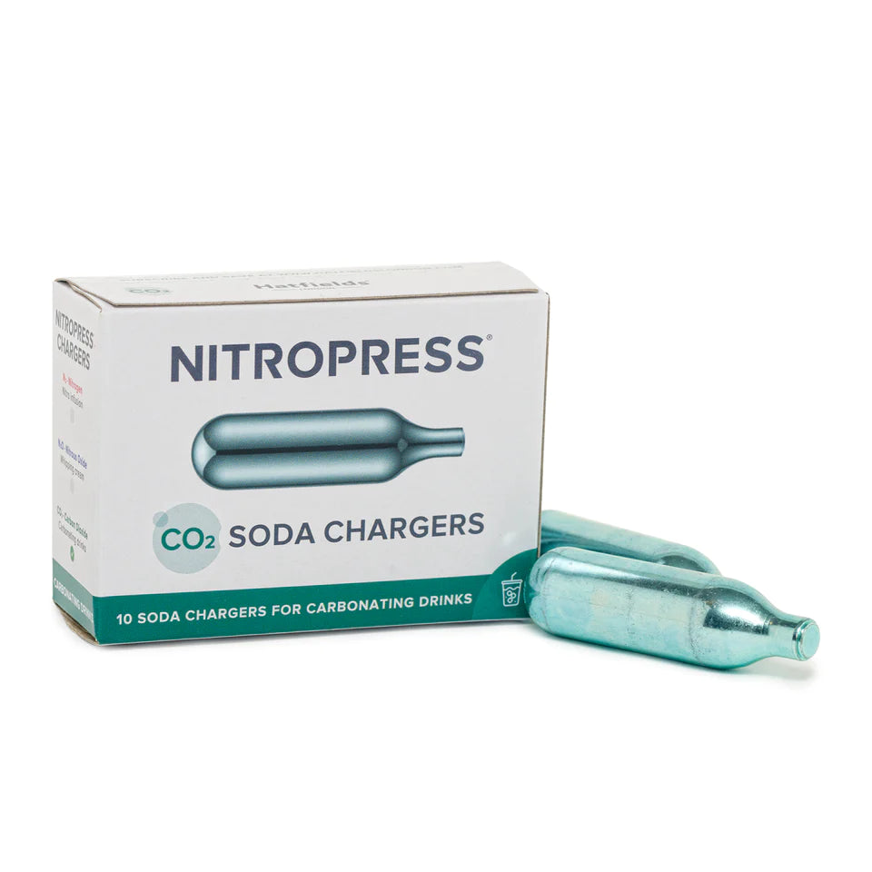NitroPress CO2 Soda Chargers for Carbonating Drinks - 10pcs