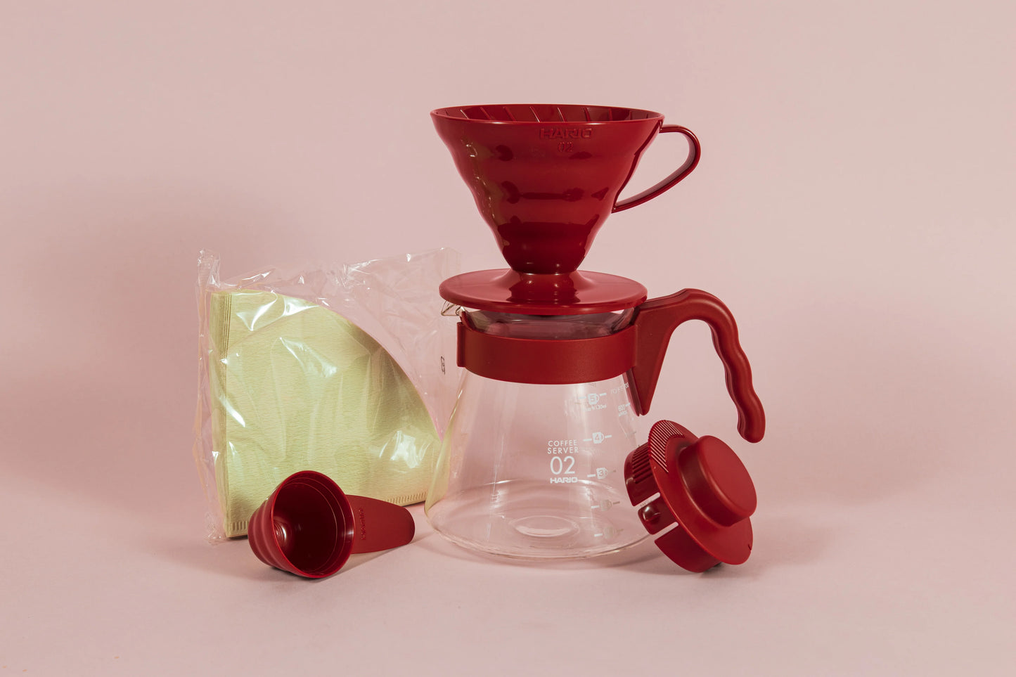 Hario V60 Plastic Dripper Set 02 - Red