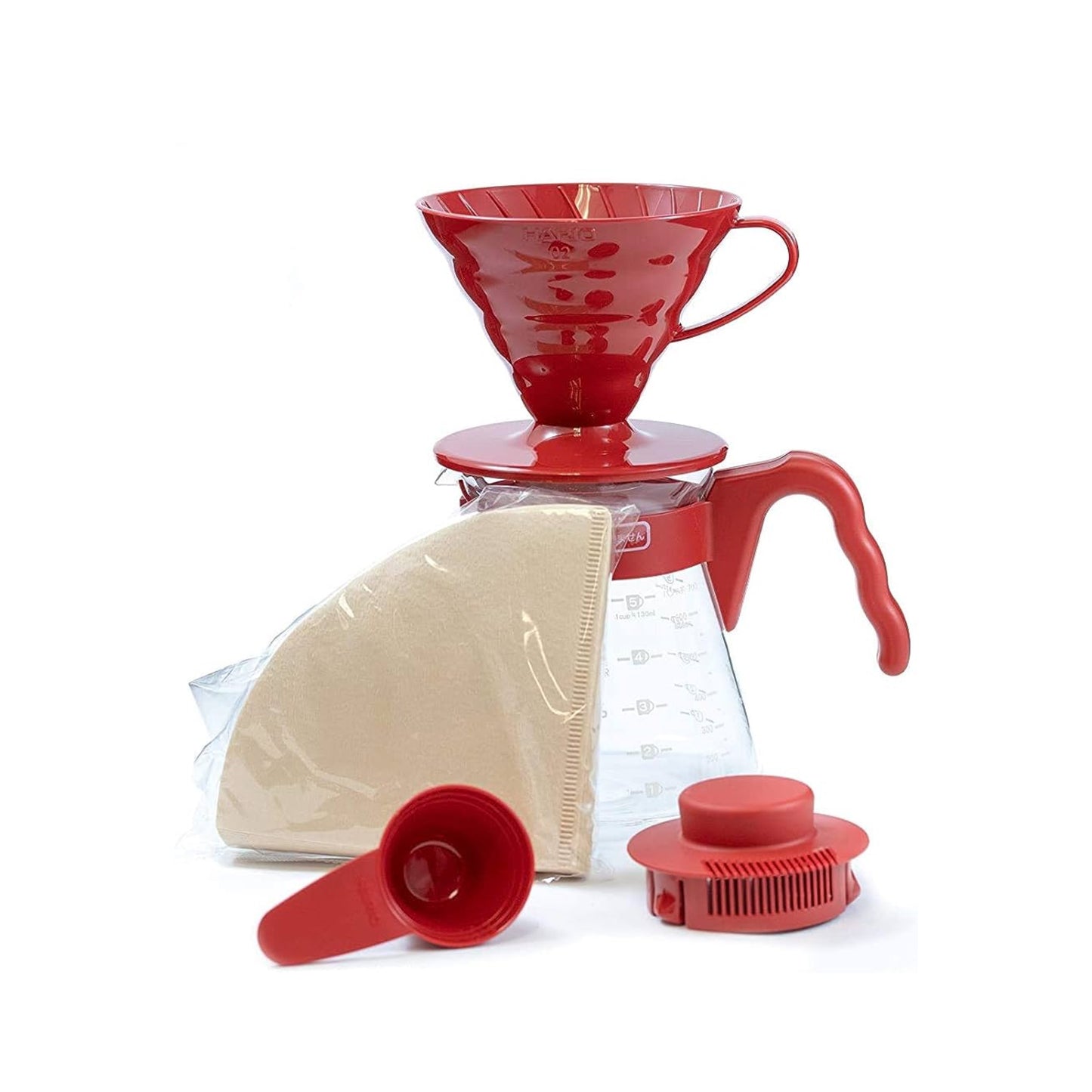 Hario V60 Plastic Dripper Set 02 - Red