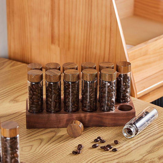 Coffee Beans Keeper with Wooden Stand