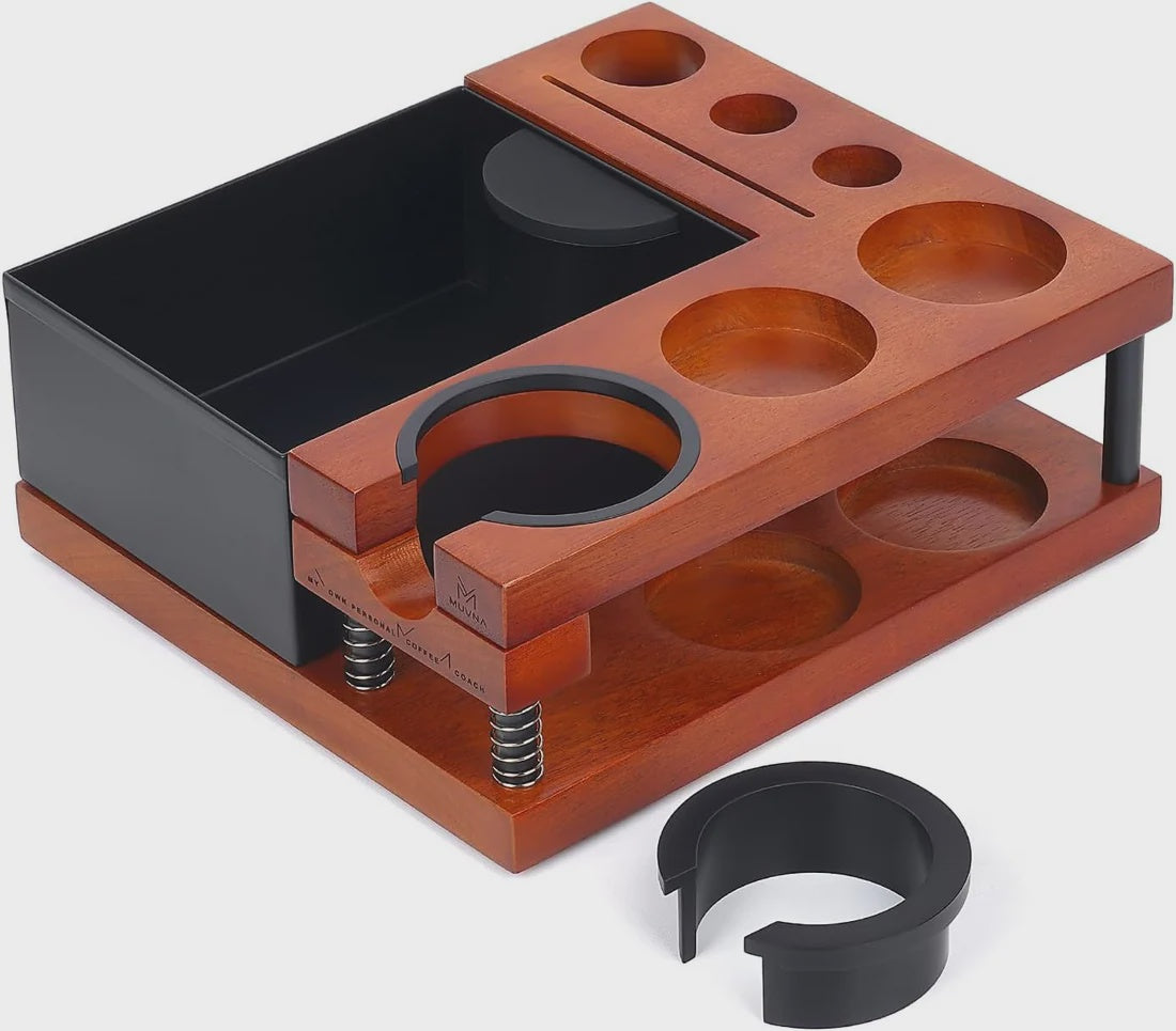 MUVNA Solid Wood Tamping Station with Spring | قاعدة كبس القهوة