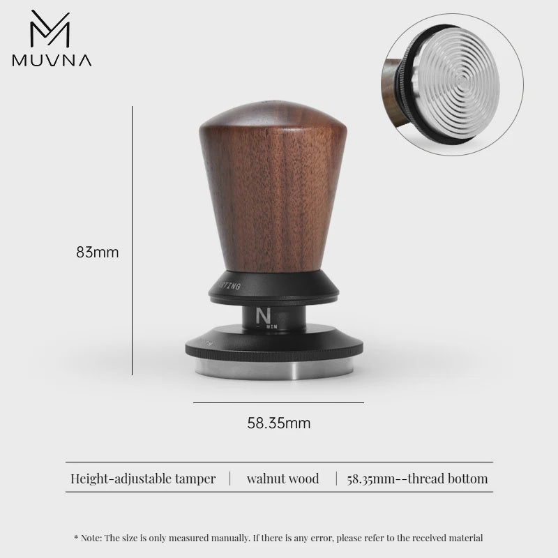 MUVNA Adjustable Tamper Walnut 58.35mm | مكبس القهوة (تامبر)