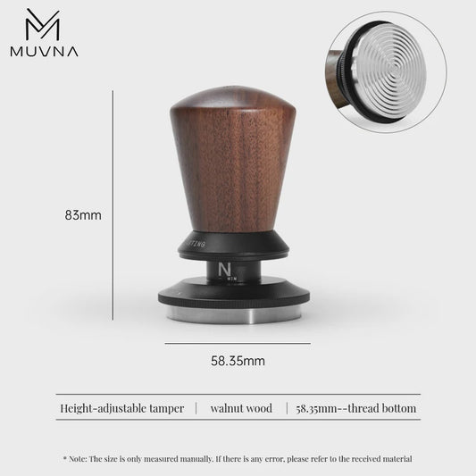 MUVNA Adjustable Tamper Walnut 58.35mm | مكبس القهوة (تامبر)