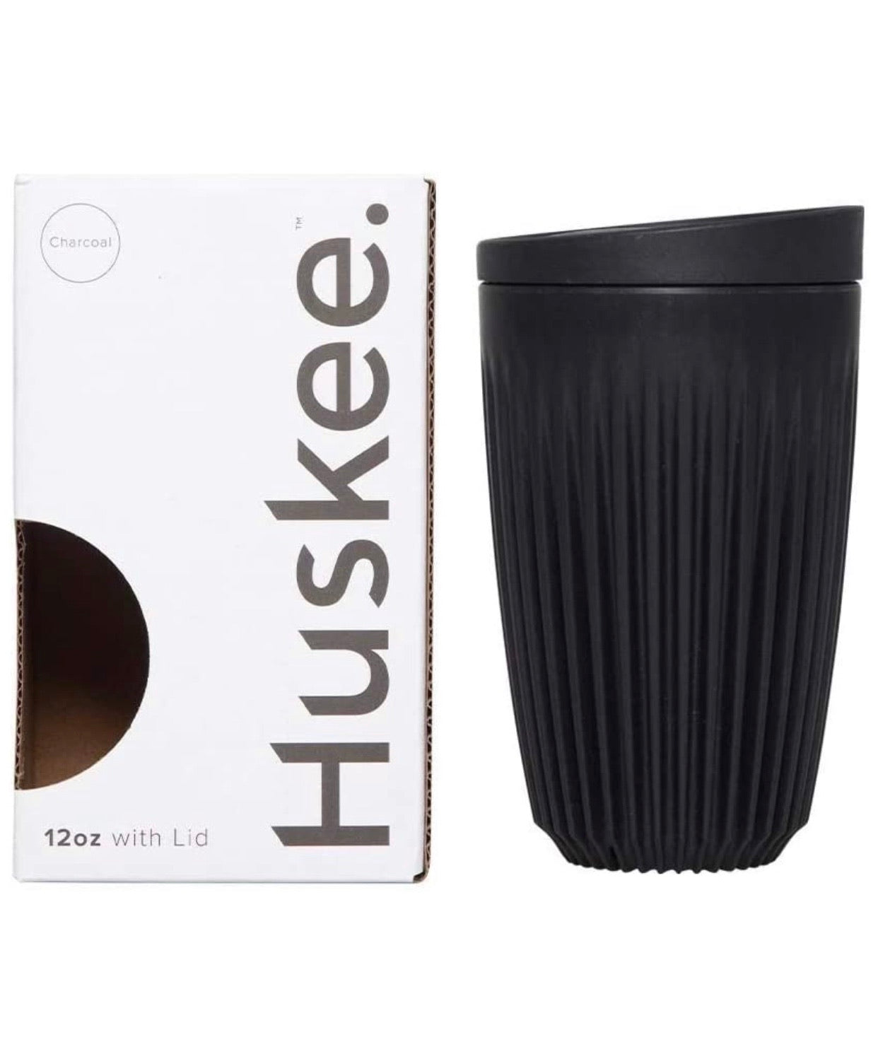 Huskee Cup & Lid - Black 350ml