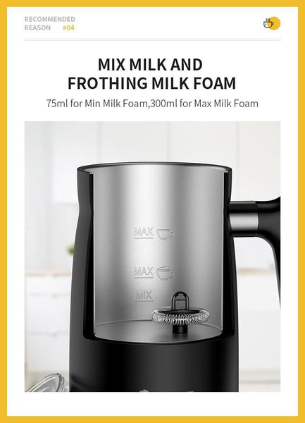 Shardor Electric Stirring Milk Frother 500W - Black 300ml